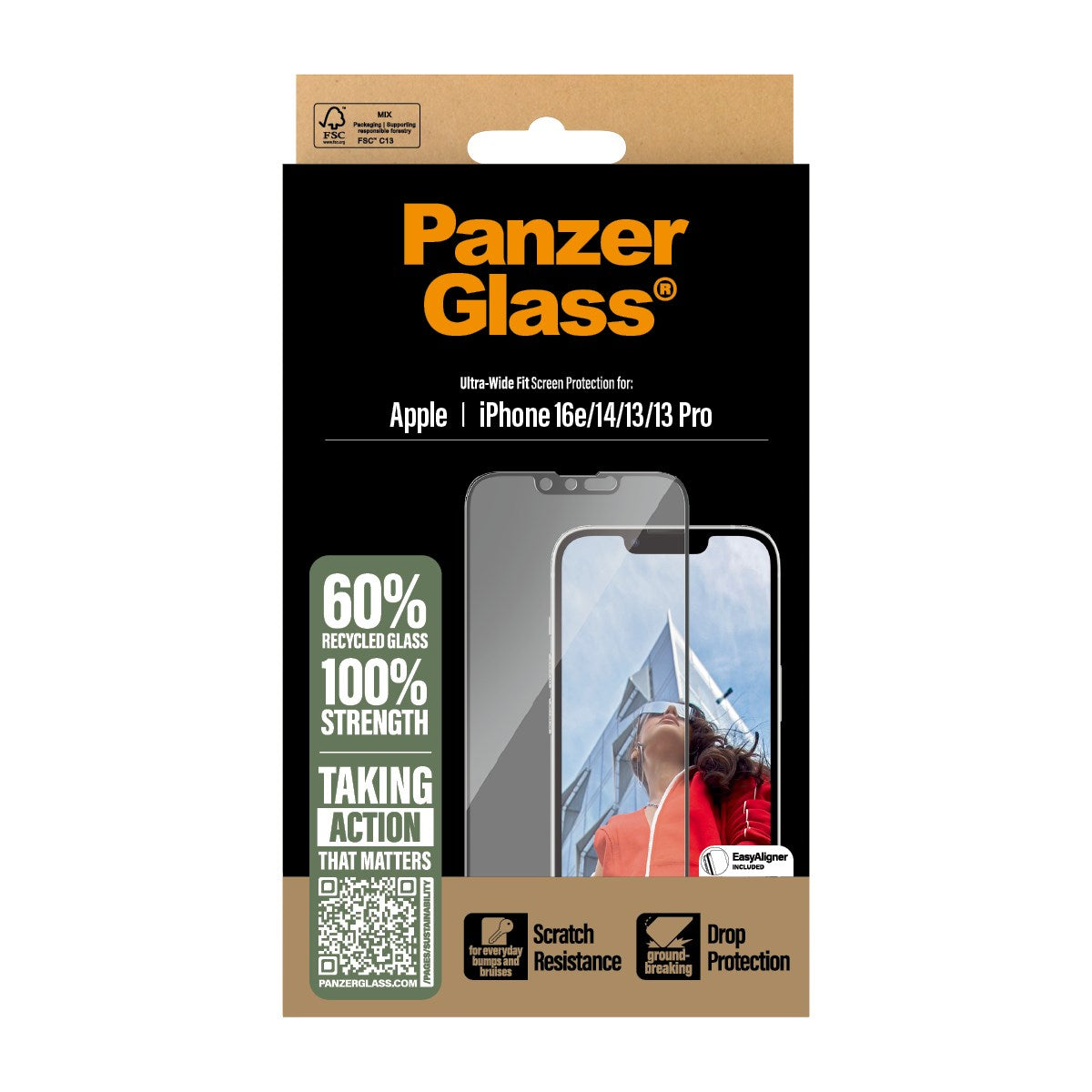 PanzerGlass® Screen Protector iPhone 16e | 14 | 13 | 13 Pro | Ultra-Wide Fit w. Aligner